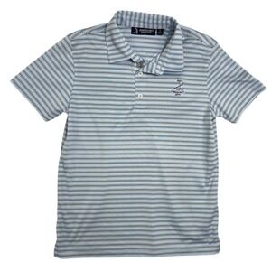 Pinehurst Collection Kids Golf Polo Shirt Blue Striped Putter Boy Logo Large